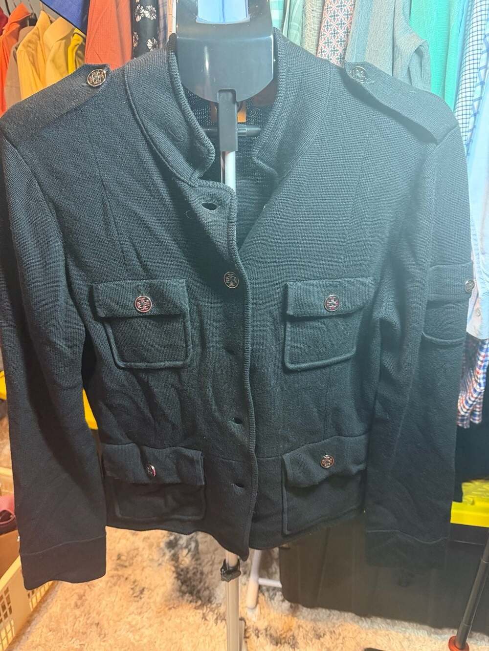 Tory Burch Military Style Jacket Black Wool